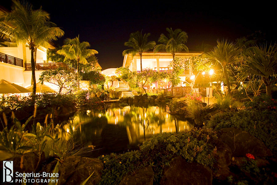 the Hilton Hotel in Maurtius photographed at Night during a wedding