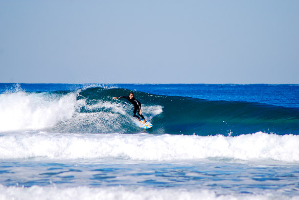 Surfing in Los Locos, Spain