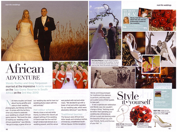 Wedding at Tala Game Reserve Published in Perfect Wedding Magazine