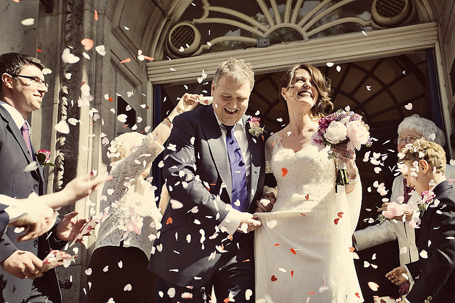 Bride and Groom with Confetti