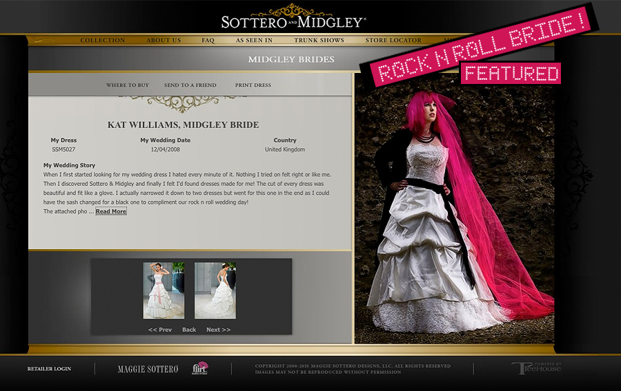 Kat from Rock n Roll Bride gets featured on the Maggie Sottero site