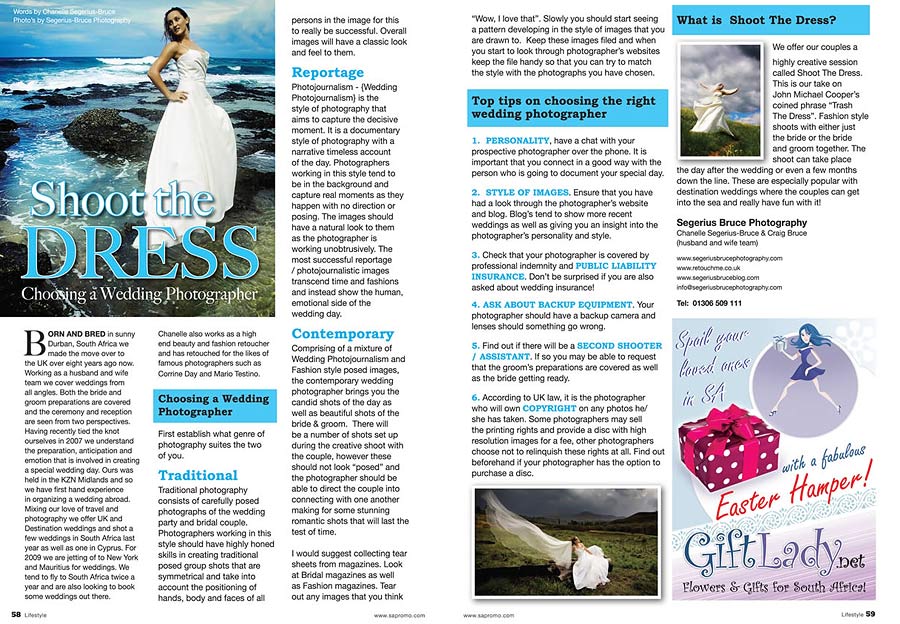 Wedding feature article in SA Promo Magazine