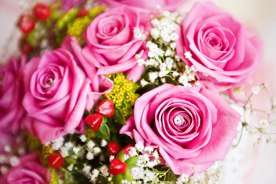 Wedding Flowers where pink roses