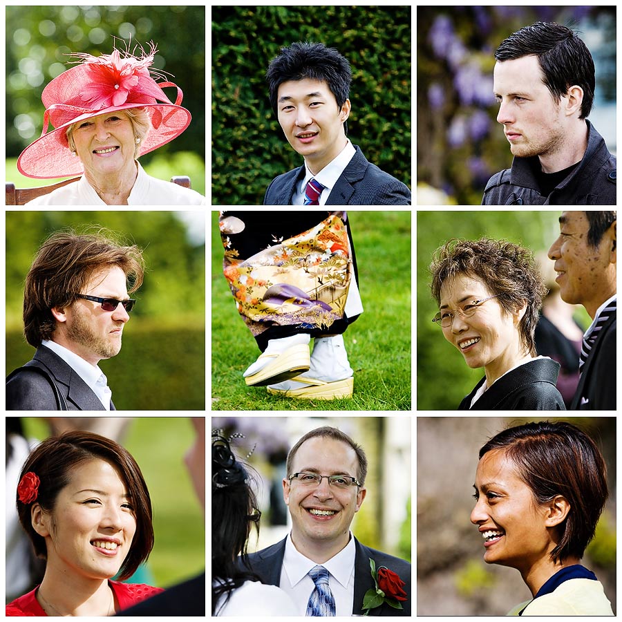 Photojournalism shots of wedding guests in Surrey